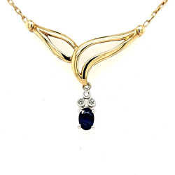 Pre Owned 9ct Sapphire and Diamond Necklet ZR410